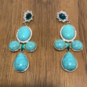 Macy’s Turquoise Emerald Cubic Zirconia Earrings.